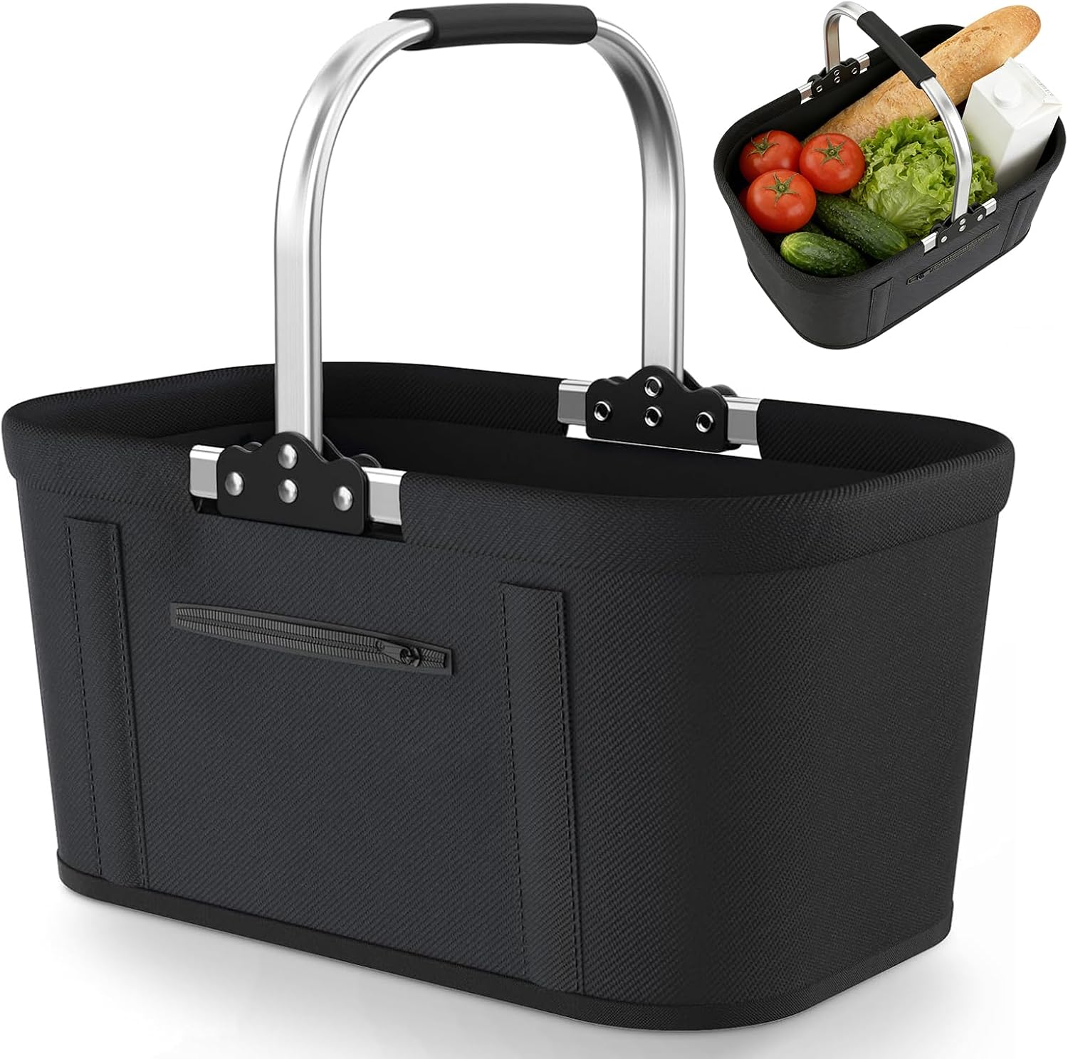 Faltbarer Einkaufskorb: mit Tragegriff, klappbar, aus Aluminium, 30L
