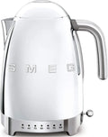 Smeg Elektrischer Wasserkocher 1,7L mit Temperaturregelung & Kalkfilter - 2400W, Edelstahl